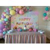 Mocsicka Donut Happy Birthday Backdrop for Girls Sweet Candy Birthday Party Decorations Background Cake Table Banner Donut Ice Cream Birthday Photography Background (7x5ft (82x60 inch))