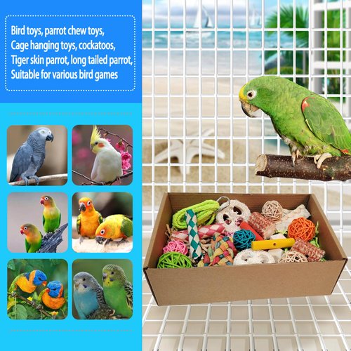 bird toys，Colorful Parrot Foraging and Tearing Toy Box - Suitable for chewing and foraging of long tailed parrots, Quaker parrots，cockatoos, Sun Conure， and other small and medium-sized parrots