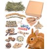 Bissap Rabbit Chew Toy, Natural Bunny Treats Snacks with Timothy Hay Water Grass Mat Coconut Husk Box for Guinea Pigs Chinchillas Hamsters Gerbils and Other Small Pets Teeth Grinding