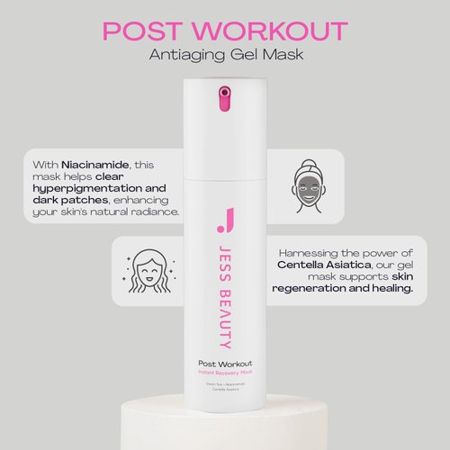 JESS BEAUTY | Face Moisturizer Gel Mask Post Workout with Niacinamide & Centella Asiatica | Skin Care Revitalizing 1.7 fl oz
