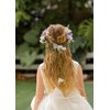 DreamLily Boho Wedding Floral Crown Woodland Fairy Crown Flower Girl rose Crown Hair Wreath with Tail DFS28 (Lavender)