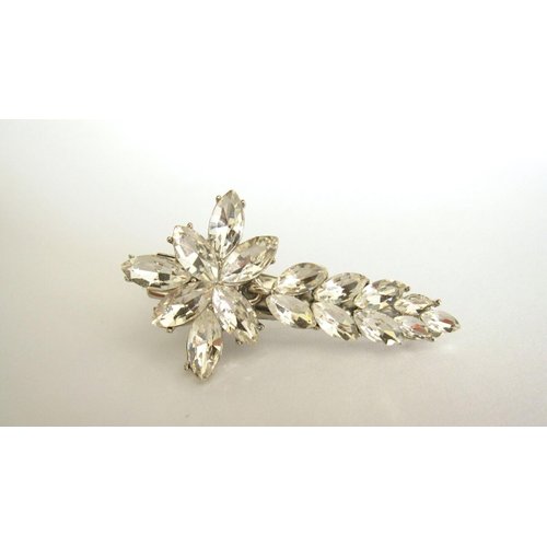 Generic Small flower and leaf shaped crystal alligator hair clip for fine thin hair