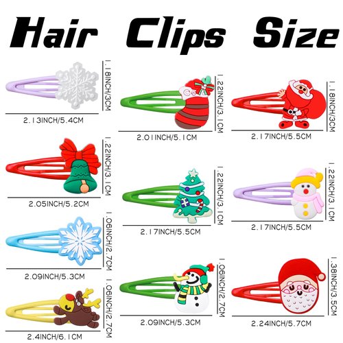 30PCS Christmas Hair Clips for Girls Women, Santa Claus Christmas Tree Bells Reindeer Snowman Snowflakes Christmas Stockings No Slip Snap Hair Pins Christmas Hair Accessories (Christmas)
