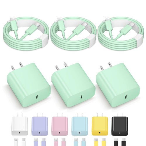 3-Pack iPhone Charger Fast Charging USB C Charger Block Type C Charger iPad Charger 6FT USB C Cable iPhone Charger Cord with iPhone14/14 Pro Max/13/13Pro/12/12 Pro/11,iPad(Green)