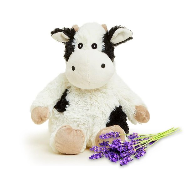warmies Microwavable & Weighted Stuffed Animals, Black & White Cow - Heated Stuffed Animal Plushie for Warmth & Comfort - Cute Soft Plush Toys for Boys, Girls, Babies & Toddlers