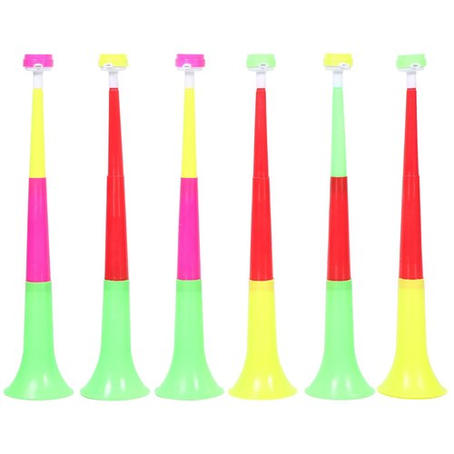 Toyvian 6PCS Football Horn Toy Trumpet Noise Maker Toy, Plastic Horn Fan Cheering Horn Loudly Bugle Musical Trumpet Horn for Parties Events, Soccer Sports Game, Kids Carnival Party Favors