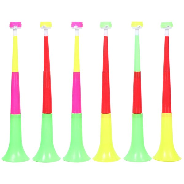 Toyvian 6PCS Football Horn Toy Trumpet Noise Maker Toy, Plastic Horn Fan Cheering Horn Loudly Bugle Musical Trumpet Horn for Parties Events, Soccer Sports Game, Kids Carnival Party Favors