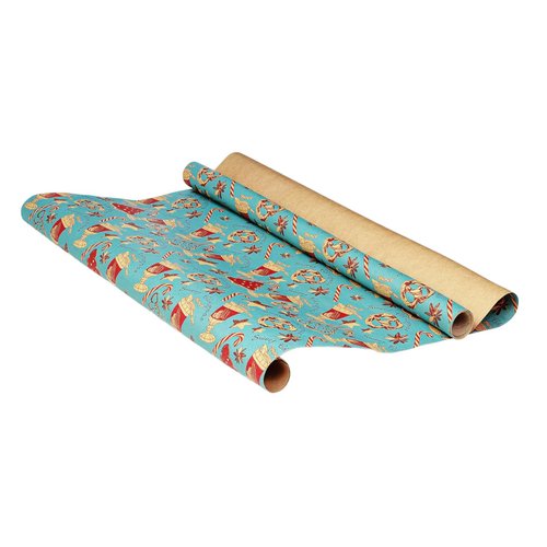 K-Kraft Vintage Prints Christmas Kraft Wrapping Paper Sets - 112.5 Square feet per Set (Mistletoe-Reindeer-SodaShoppe)