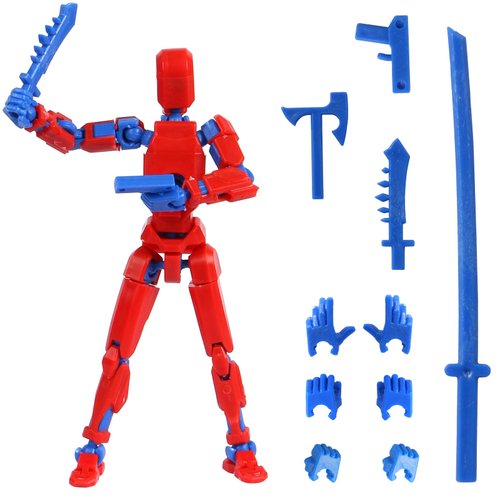 MEIEST 4 PCS T13 Action Figure,Multi-Jointed Movable Robot 3D Printed Mannequin Dummy 13,Multiple Accessories, Desk Decoration, Creative Gifts