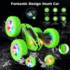 Qumcou Remote Control Car for Boys 4-7,RC Cars Toys for Ages 5-7, 2.4Ghz Fast Double-Sided 360°Rotating Toy Cars with Headlights and Wheel Lights, Christmas Birthday Gifts for Boys Age 6-12, Green