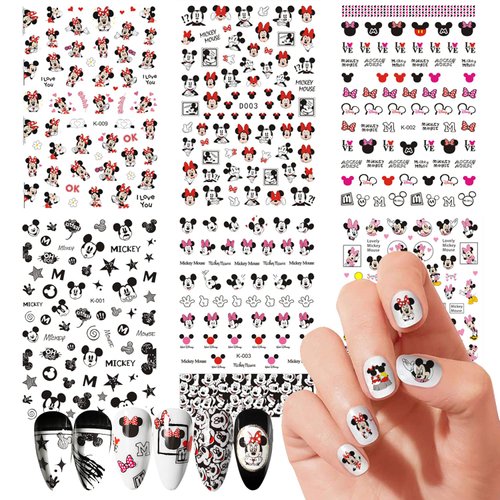 Cute Nail Stickers Cartoon Nail Art Decals 3D Self Adhesive Cute Anime Nail Sticker Nail Decoration for Girls Kids Women Manicure Tips Decoration Supplies (6 Sheets)