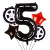 Race Car Balloons Wheel Tire Balloons 5th Birthday Party Decorations for Boys Foil Mylar Race Car Truck Bike Theme Party Supplies Favors Anniversary Decor Black and Red