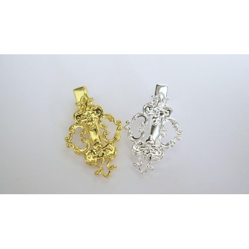 Gold or silver scroll metal alligator hair clip for fine thin hair (Primary color: Silver)