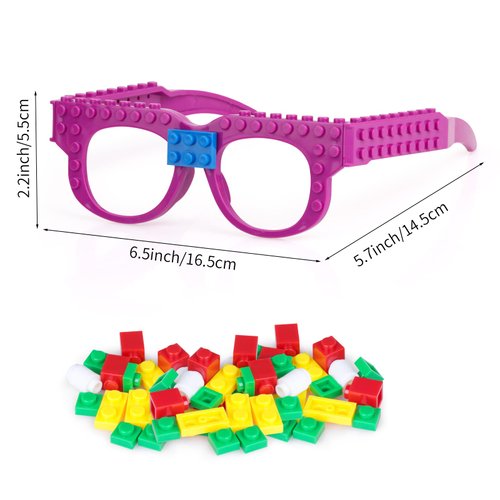 Fowecelt 6 Pcs DIY Building Bricks Glasses Building Blocks Games for Kids Birthday Party Favors Supplies, Boys Girls Carnival Party Games Decor