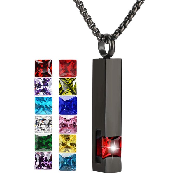 YOUFENG Urn Necklaces for Ashes Birthstone Cube Urns for Human Ashes Memorial Cremation Urn Locket Keepsake Ashes Jewelry (January)