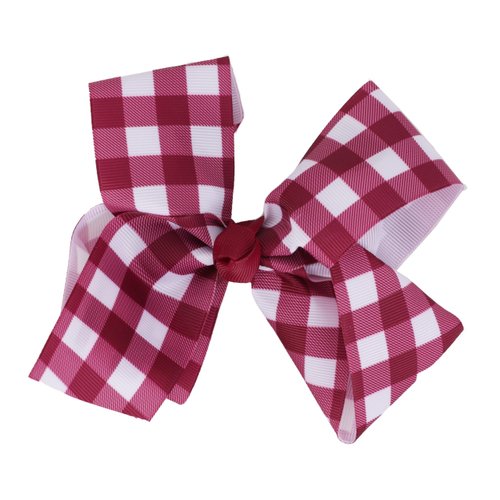 Plaid Hair Bow Hair Clip 6 Inch Checkered Bow Hair Clip (Wine)