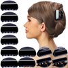 RC ROCHE ORNAMENT 12 Pcs Womens Jaw Claw Flat Clutcher Clamp No Slip Grip Strong Hold Cute Accessory Salon Styling Fashion Girls Beauty Hair Clip, Medium Black
