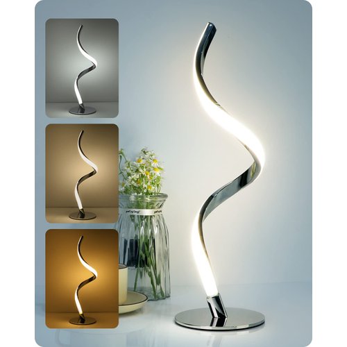 Yarra-Decor Modern Spiral Bedside Lamp - 3 Colors Touch Control LED Table Lamp, Stepless Dimmable Nightstand Lamps for Bedroom Living Room & Office(3000K 4000K 5000K)