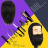 Male Mannequin Head with Beard 100% Human Hair Haircut Manikin Head for Cosmetology Straight Thick Hair Doll Head with Human Hair with Stand Practice Cutting Styling