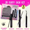 GAQQI Lash Clusters Kit, DIY Lash Extensions Kit 10-14mm Fluffy Cluster Lashes, Wispy Eyelash Clusters with Lash Bond and Seal+Lash Tweezer+Remover+110pcs Thin Band Individual Lashes (3D-GQ08-KIT)