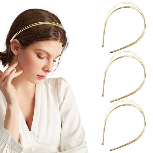 3Pcs Goldenen Headbands for Women, Multi Layers Metal Headband Wire Headband Metal Hair Band Goldenen Hair Accessories, Goldenen Fashion Headpiece Wedding Hair Band Hair Hoop for Women and Girls