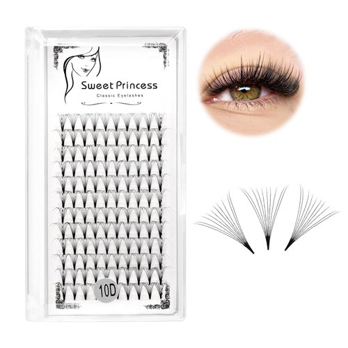 12rows,120pcs 10D Premade Volume Fans Eye Lashes Extensions Thickness 0.07mm D Curl Black Soft Individual False Eyelashes Makeup Fake Lashes Cluster 8-18mm to Choose(10MM)