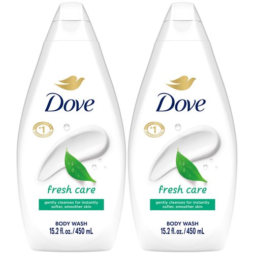 Dove Body Wash, Fresh Care 2-Pack – Soothing Moisturizing Cleanser for Soft Skin, 15.22 Oz Ea