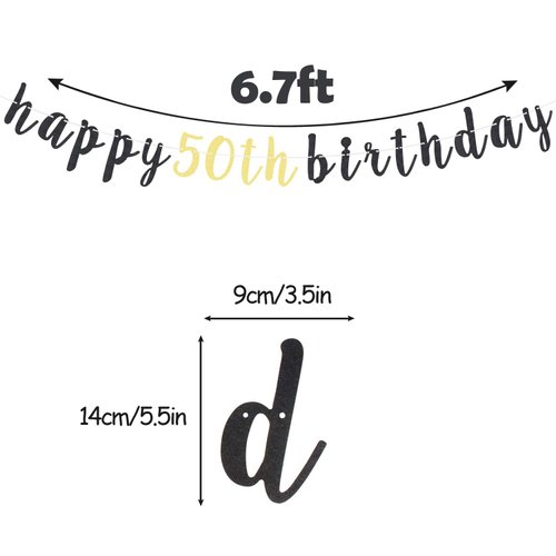 LINGTEER Happy 50th Birthday Party Decorations,50th Birthday Glitter Garland Banner - Cheers to Fifty Years Old Bday Party Backdrop Decoration Sign.
