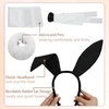 U-Goforst Women Bunny Costume Accessories Set, White and Black Bunny Ears Headband Collar Bow Tie Costume Cuffs Rabbit Tail for Adult Halloween Party