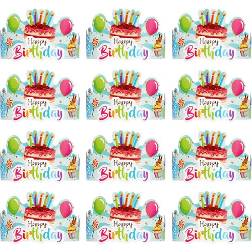Zhehao 60 Pieces Birthday Crowns Party Hats for Kids Classroom Paper Birthday Crowns Happy Birthday Hats with Elastic Band for Kids School Home Classroom Party Decor Supplies