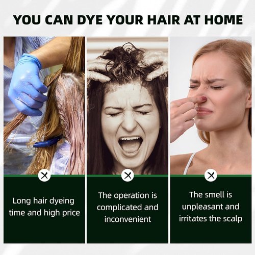 Hair Dye Shampoo 3 in 1 for Gray Hair, Hair Coloring Shampoo Organic Natural Hair Dye Plant Essence Hair Color Dye Shampoo for Women Men (Dark Brown)