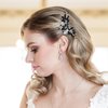Foyte Crystal Wedding Hair Comb Leaf Rhinestone Headpiece Black Bride Hair Pieces Bridesmaid Side Hair Combs for Women and Brides (big)