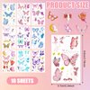 10 Sheets Luminous Butterfly Temporary Tattoos, Glow In The Dark Butterfly Tattoos Floral Butterfly Tattoo Stickers for Kids Girls Women Adults Party Favors Decorationsv