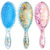 2 Pieces Kids Wet Hair Brush Confetti Glitter Detangler Hair Brush Set Soft Bristles Massage Brush for Baby Kids Girls Christmas Holiday Presents (Bunny and Unicorn)