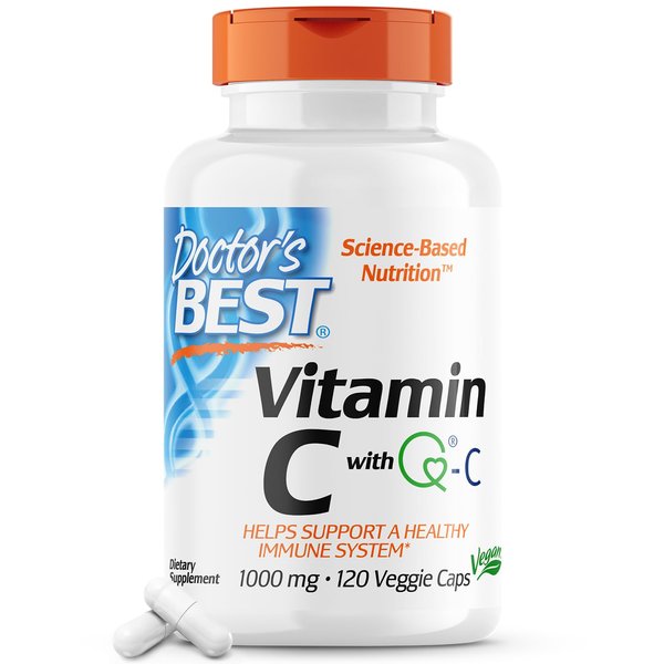 Doctor's Best Vitamin C with Q-C - Vitamin C 1000mg Non-GMO, Vegan, Gluten Free, Soy Free, Sourced from Scotland Veggie Caps, 120 Count