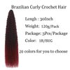 Brazilian Curly Braids Crochet Twist Hair 30inches 3Packs Afro Kinky Curly Braiding Hair Extensions Deep Curly Crochet Hair Synthetic Water Wave Braid Hair(30Inch,Bug)