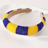 Gmmidea Beaded Rhinestone Headband for Women Girls Fashion Sparkly Crystal Headband Bling Thick Padded Headband Fancy Jeweled Hair Band Festival Hair Accessories C-(Yellow & Blue)