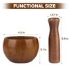 Hisize Wood Mortar and Pestle Set, Wood Grinder Bowl for Guacamole, Salsa, Herb Crusher and Pill