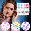 HINZIC 4 Sheets Colorful Star Face Eye Stickers, Acrylic Heart Hair Gems Round Square Crystal Rhinestones Halloween Festival Rave Wedding Makeup Stickers Temporary Tattoos for Women