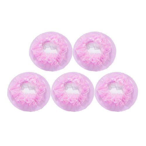 Lurrose 5pcs Invisible Hair Nets Mesh Women Girls Hair Ornaments Elastic Bun Cover for For Ballet Dance Skating (Pink)
