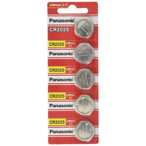 Panasonic CR2025-5 CR2025 3V Lithium Coin Battery (Pack of 5)