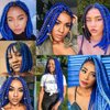 WUDAS Blue Braiding Hair 18 Inch Long Pre Stretched Hair Straight Yaki Texture Synthetic Hair Extensions Softness, 2 Packs