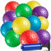 Bedwina Mini Knobby Balls - (Pack of 12) Bulk 5 Inch Sensory Balls and Spiky Massage Stress Balls with Pump, Fun Bouncy Ball Party Favors