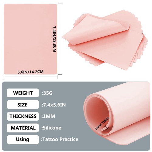 Tattoo Practice Skin with Transfer Paper - 32PCS Tattoo Fake Skin and Stencil Paper Kit Includes 12PCS Double Side Skin and 20PCS Tattoo Transfer Paper for Beginners & Experienced Artists…