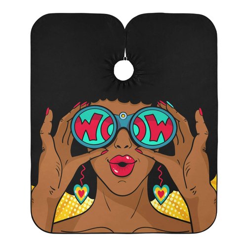 ALAZA African American Woman Pop Art Waterproof Barber Cape for Men Women Beard Shaving Bib Apron Professional Hair Cutting Cloth, 65 x 55 inch