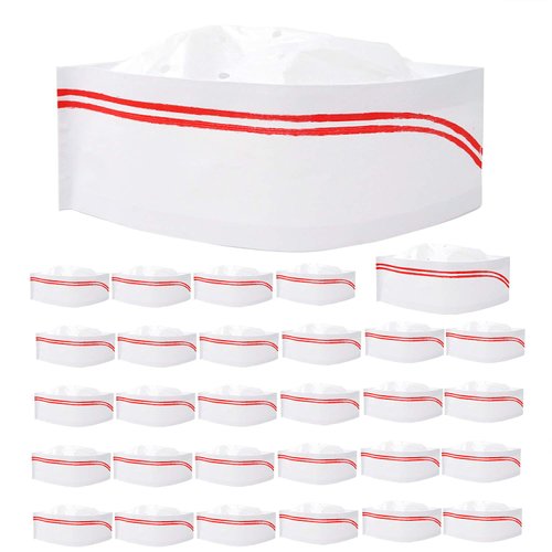 HONBAY 30PCS Disposable Paper Chef Hat Kitchen Cooking Chef Cap for Food Restaurants, Home Kitchen, School, Classes, Catering