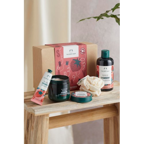 The Body Shop Nourish & Flourish Strawberry Body Care Gift Set, Vegan, 4-Piece Gift Set