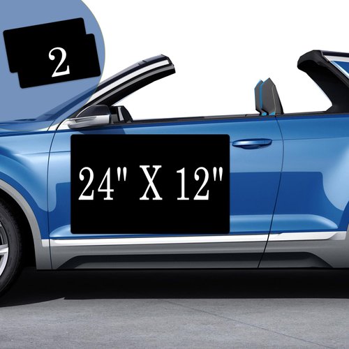 OUCPC Black Blank Car Magnets with 40 mils, 2 Pack 24” x 12” Car Magnets and Decals, Rounded Corners Car Door Magnets, Magnet for Car to Advertise Business, Prevent Car Scratches & Dents
