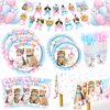 Cat Birthday Decorations, 146Pcs Cat Birthday Party Supplies-Serves 24 Cat Party Disposable Tableware with Cat Party Plates Cups Napkins Tablecloth Balloons for Kitten Girls Birthday Party Decorations