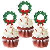 24pcs Glitter Christmas Garland Cupcake Toppers, Merry Christmas Cake Decorations, Xmas Cake Picks for Christmas Party, New Year Ceremony Party Cake Decorations Supplies (Garlands)